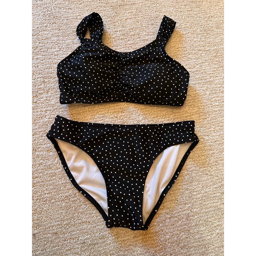 Art Class - Girls’ Black Polka Dot Two‑Piece Swimsuit XL